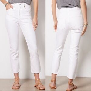 AGOLDE Riley High Rise Straight Riley Crop Jeans in White.